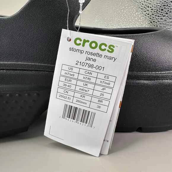 Crocs Shoes Womens Size 9 Black Stomp Mary Jane Platform Clog Strap 209939-060 - Picture 7 of 7